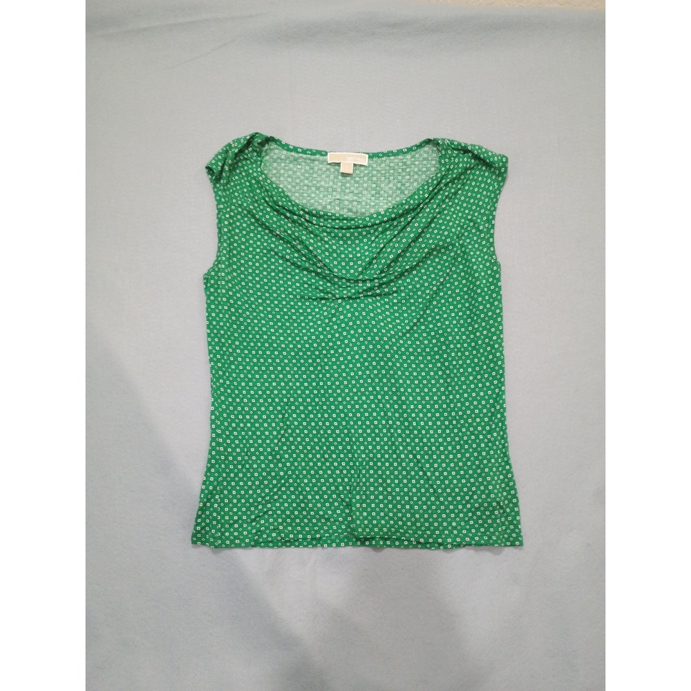 MICHAEL Michael Kors Womens Large Green Geometric Cowl Neck Sleeveless Blouse